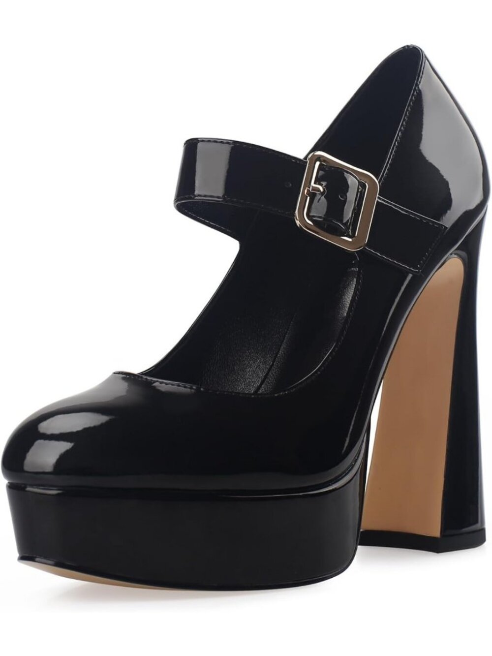 Chunky Heel Mary Jane Pumps - Closed Toe, Thick Sole, Adjustable Ankle Strap, 5